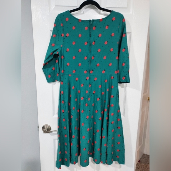 Unique Vintage Teal Ladybug Swing Dress in Size XL/14 - Picture 9 of 12